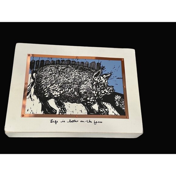 Life Is Better On The Farm Pig Block Print By Robert Patermo & Primitives By Kat - Picture 2 of 8